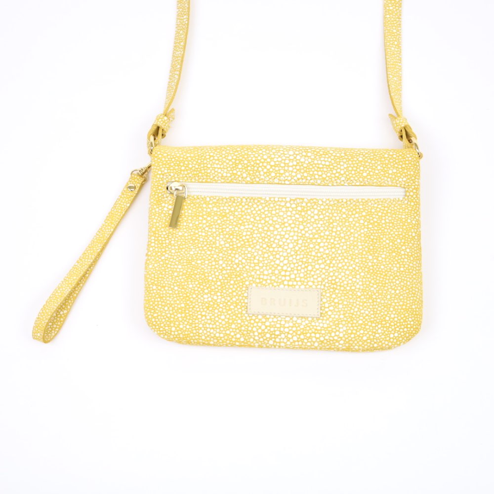 Vouwtasje M geel suède 2