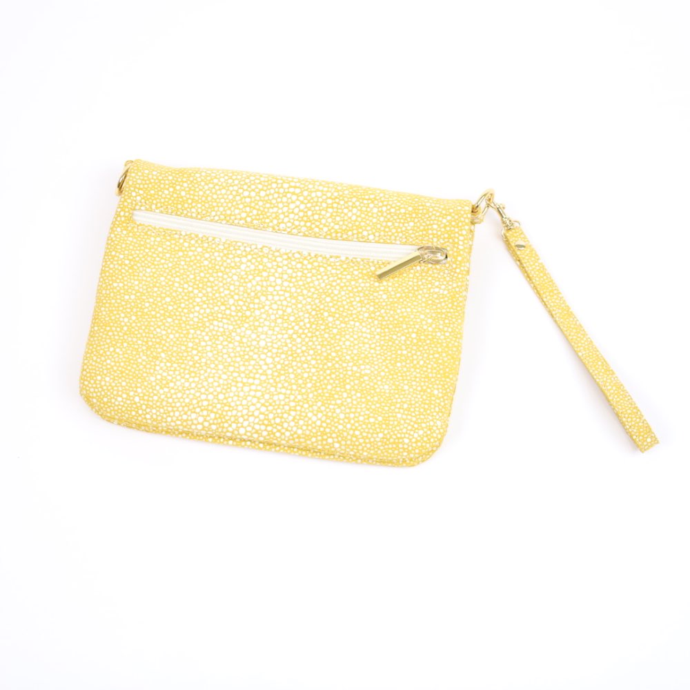 Vouwtasje M geel suède 3