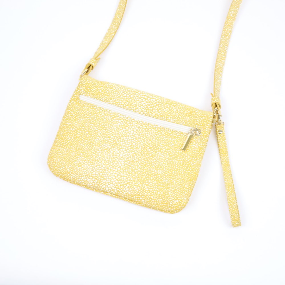 Vouwtasje M geel suède